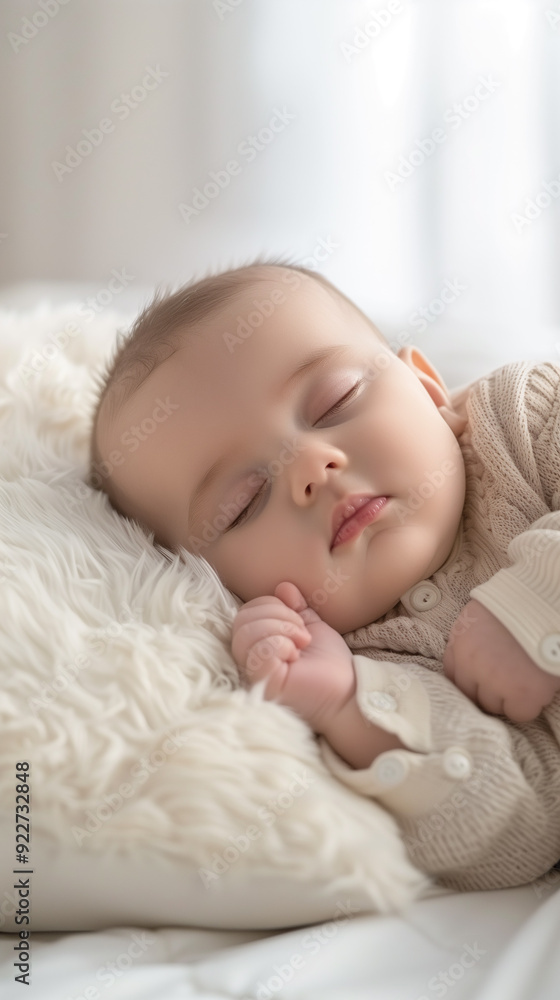 Adorable newborn baby peacefully sleeping, with tiny hand resting on the face, capturing innocence and tranquility. Ideal for family and maternity concepts. Adorable newborn baby peacefully sleeping, with tiny hand resting on the face, capturing innocence and tranquility. Ideal for family and maternity concepts.