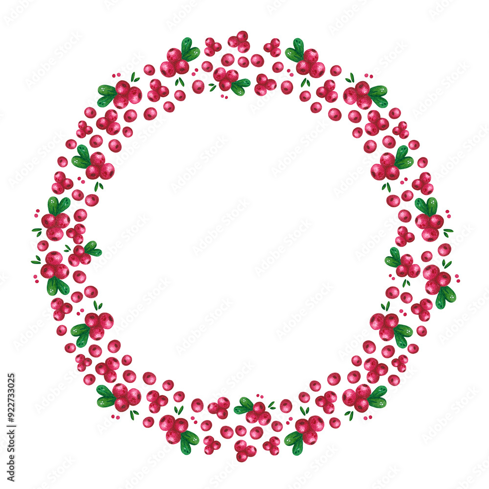 Round frame of lingonberries on a white background. Hand drawn watercolor illustration. Drawing for stickers, labels, packaging.
Wild berry, forest, lingonberry, berry Round frame of lingonberries on a white background. Hand drawn watercolor illustration. Drawing for stickers, labels, packaging.
Wild berry, forest, lingonberry, berry