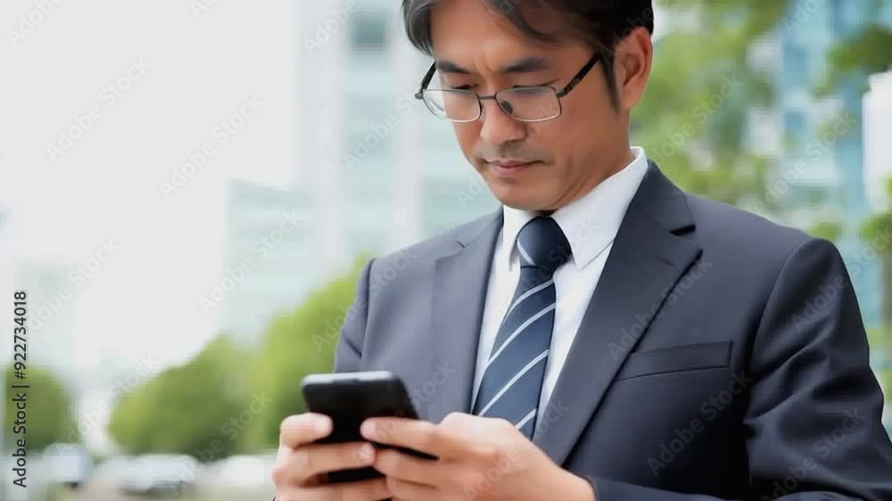 Asian businessman middle aged using smart phone Asian businessman middle aged using smart phone