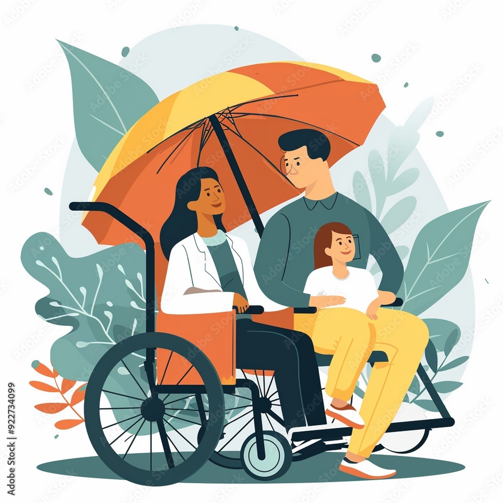 Illustrative Style of Disability Insurance Concept Illustrative Style of Disability Insurance Concept