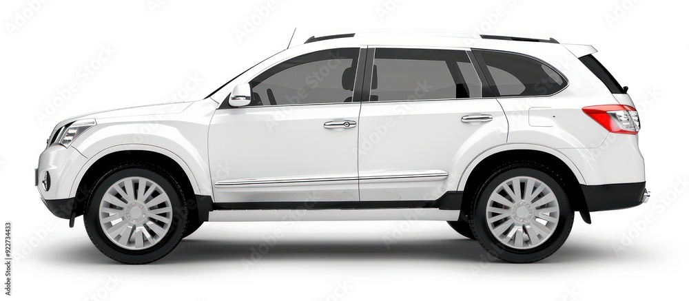 White SUV car isolated on white background. White SUV car isolated on white background.