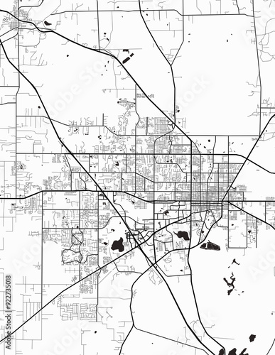 Tableau sur toile Minimalist white map of Gainesville, Florida – A modern map print highlighting i