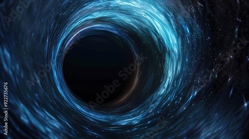 Black hole creating a gravitational well in spacetime fabric, gravity well, relativity illustration