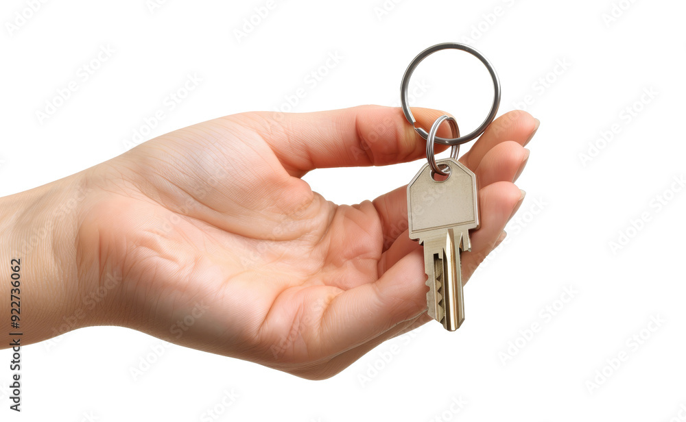 Real estate agent handing over house keys to a new homeowner. Real estate agent handing over house keys to a new homeowner.
