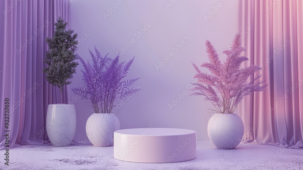 Tranquil Lavender Podium - Minimalistic and Serene Event Setup Tranquil Lavender Podium - Minimalistic and Serene Event Setup