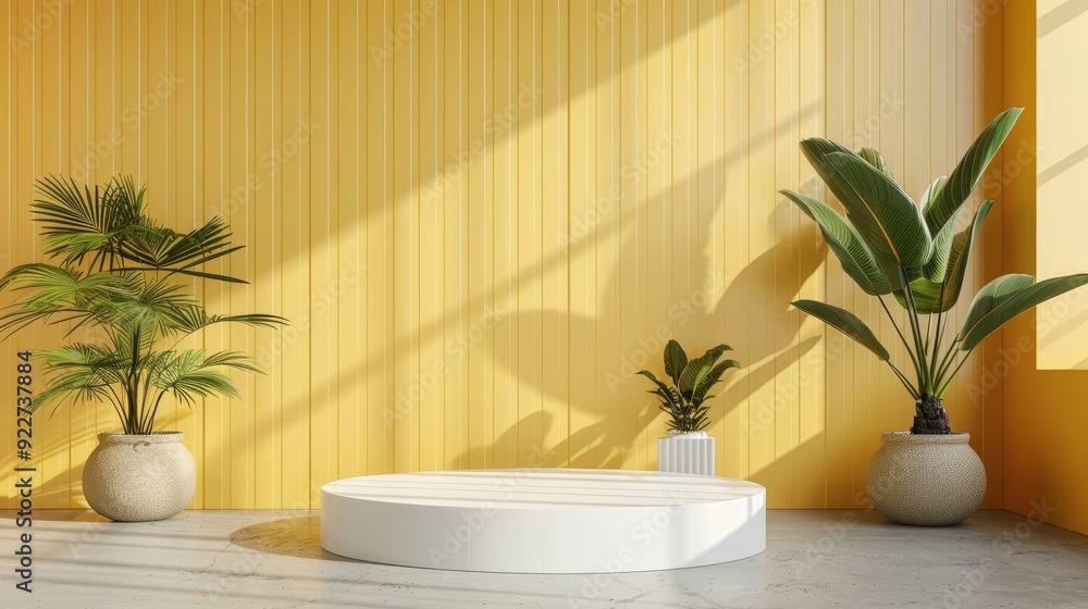 Sleek Minimalist Podium in Soft Pastel Yellow for Contemporary Aesthetic Sleek Minimalist Podium in Soft Pastel Yellow for Contemporary Aesthetic