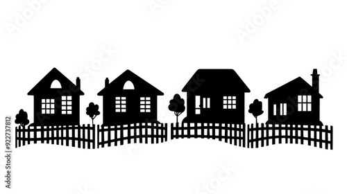 Gated community with detached homes and private roads, vector illustration art