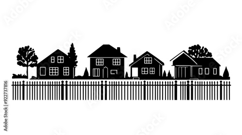 Gated community with detached homes and private roads, vector illustration art