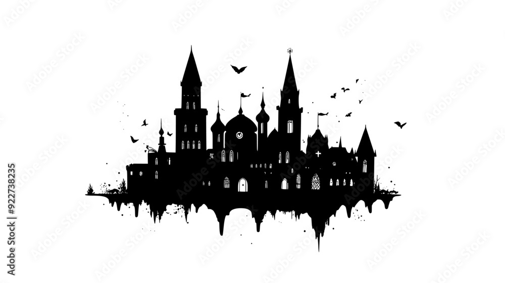 Magical academy with towering spires, mystical symbols, and enchanted surroundings, vector illustration art Magical academy with towering spires, mystical symbols, and enchanted surroundings, vector illustration art