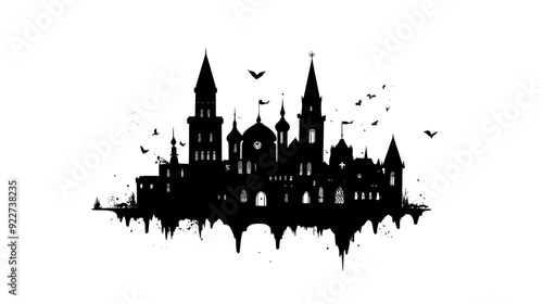Magical academy with towering spires, mystical symbols, and enchanted surroundings, vector illustration art