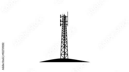Telecommunications tower for broadcasting and communication services, vector illustration art