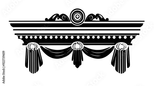 An illustration of a classical pediment with a tympanum, cornice, and supporting entablature, vector illustration art
