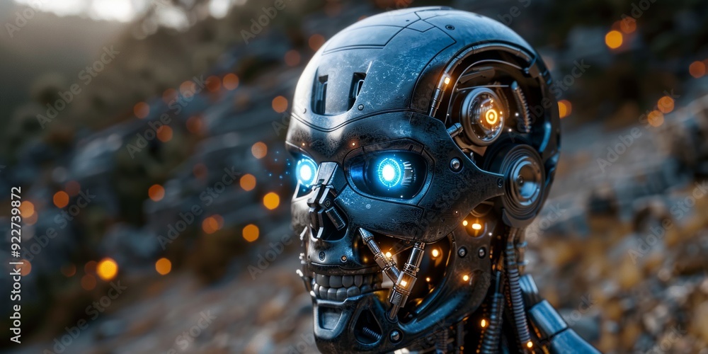 humanoid robot face,digital illustration generative AI humanoid robot face,digital illustration generative AI