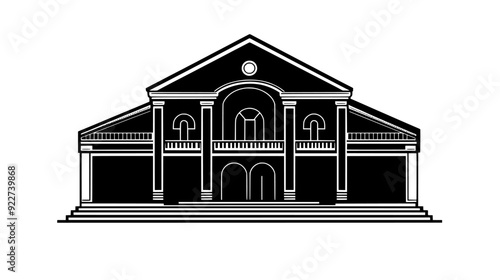 Building with an auditorium and stage for cultural performances, vector illustration art