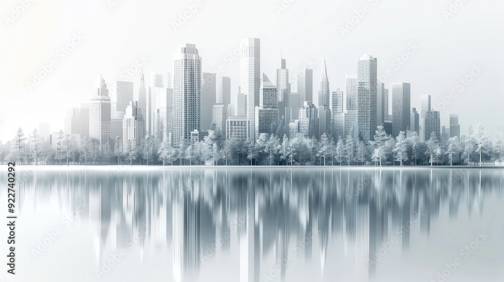 Fototapeta premium A cityscape design, 3D render, sleek and modern, isolated on white background. Generative AI.