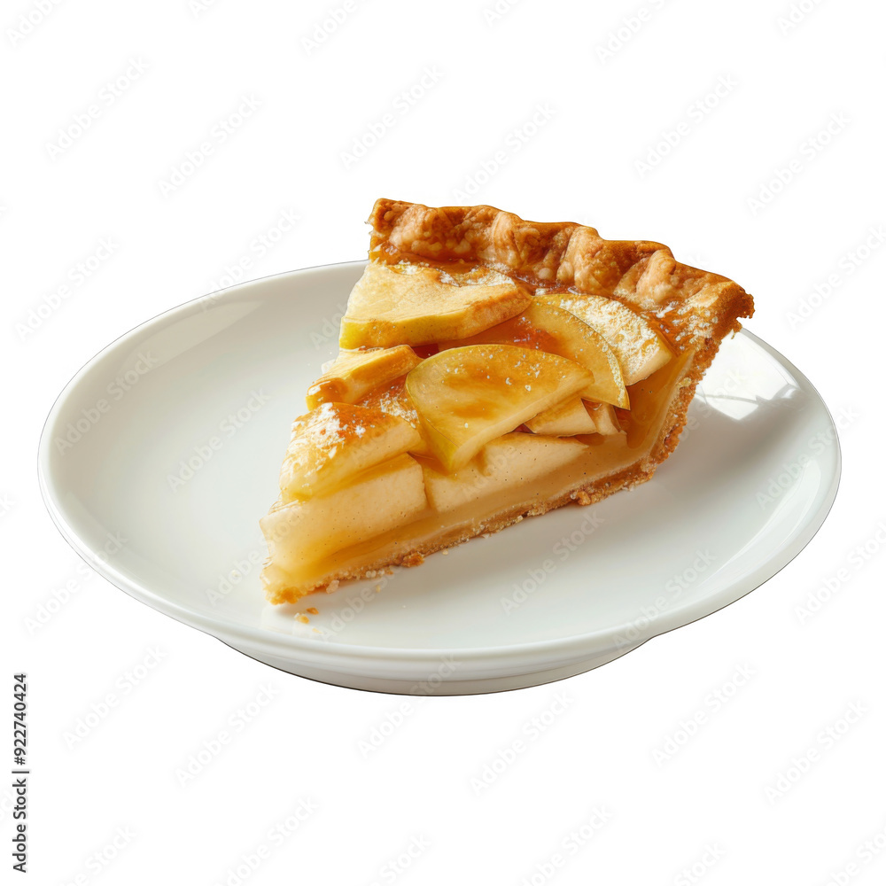 A Single Slice of Apple Pie on a White Plate A Single Slice of Apple Pie on a White Plate