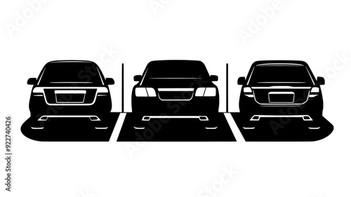 Organized parking of rental cars at a car rental center, featuring designated parking areas, vector illustration art