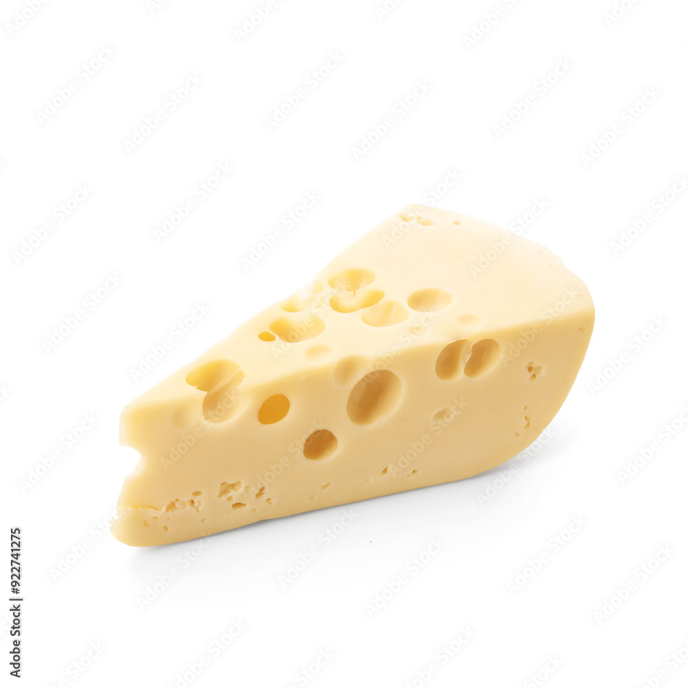 Piece of tasty Swiss cheese on white background Piece of tasty Swiss cheese on white background