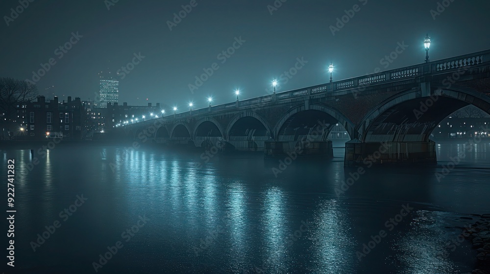 Boston skyline at night, featuring the Charles River and Harvard Bridge. A long exposure shot captures the city's glowing lights reflecting on the water, urban beauty and iconic architecture Boston skyline at night, featuring the Charles River and Harvard Bridge. A long exposure shot captures the city's glowing lights reflecting on the water, urban beauty and iconic architecture