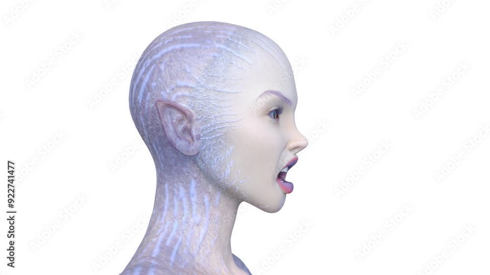 女性エイリアンの顔　3DCGレンダリング