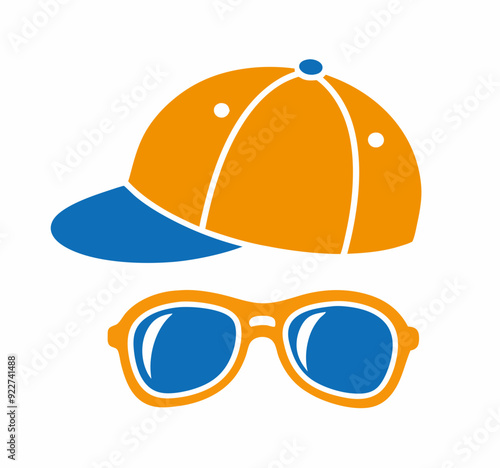 Baseball cap and sun glasses stock illustration