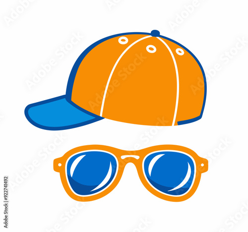 Baseball cap and sun glasses stock illustration