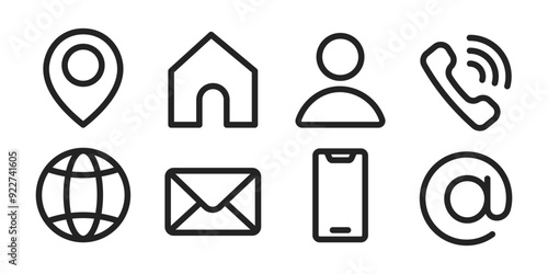 Business card icons set. Contact information concept. Vector