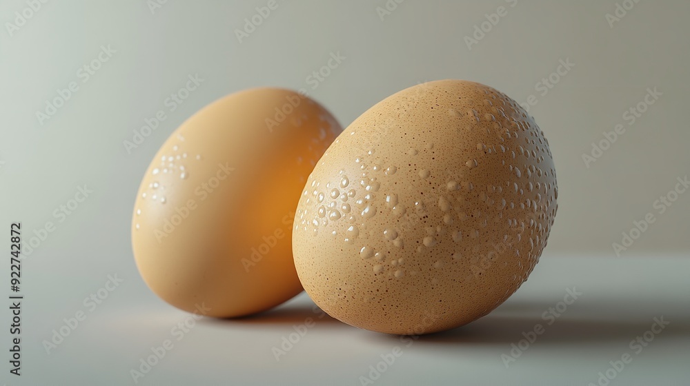 The brown eggs of two chickens on a white background The brown eggs of two chickens on a white background