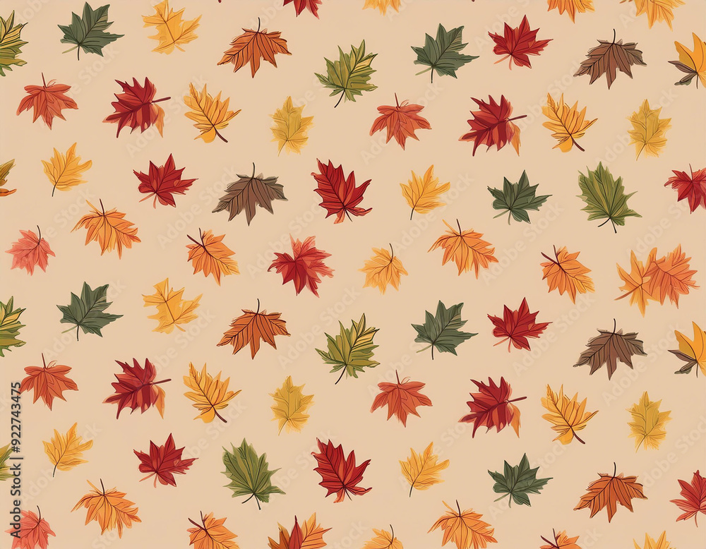 Minimalist Falling Leaves Pattern Autumn Hues on Neutral Background Design Minimalist Falling Leaves Pattern Autumn Hues on Neutral Background Design
