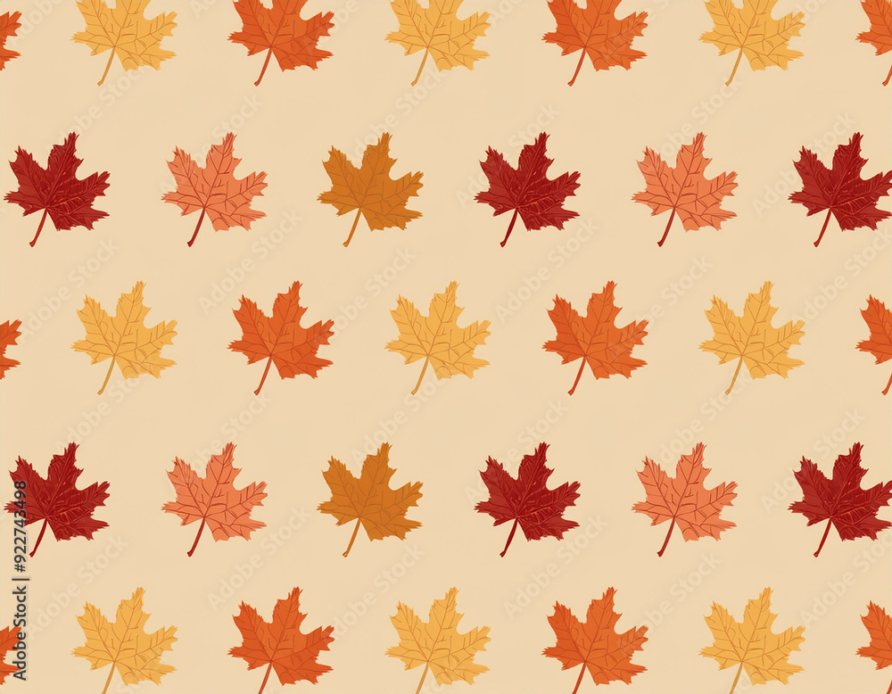 Minimalist Falling Leaves Pattern Autumn Hues on Neutral Background Design Minimalist Falling Leaves Pattern Autumn Hues on Neutral Background Design