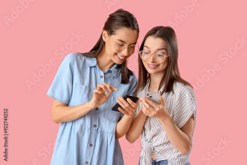 Young women in eyeglasses u...
