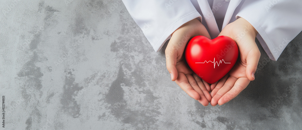 Close-up of doctor holding a red heart with wave line and a stethoscope
Close-up of doctor holding a red heart with wave line and a stethoscope