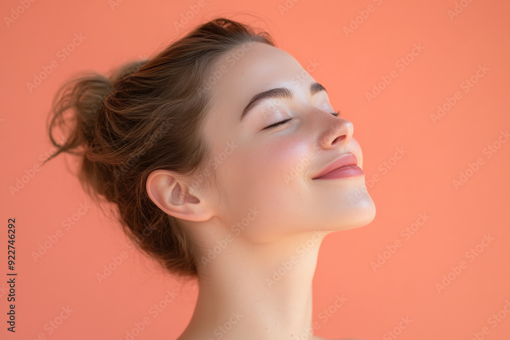 A close up of a woman's face with her eyes closed A close up of a woman's face with her eyes closed