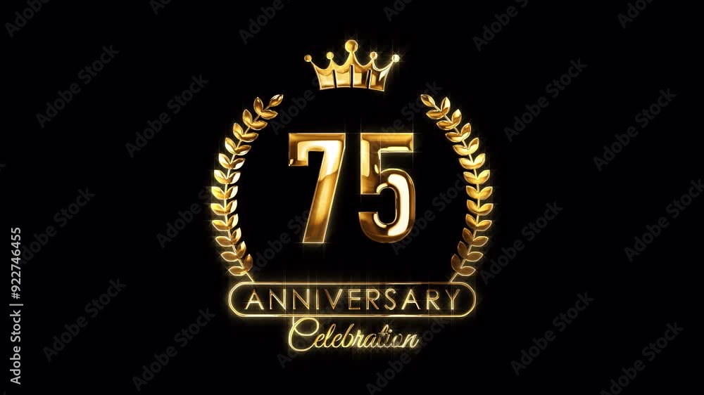 75th Anniversary Celebration. Happy 75 Years Anniversary Animation in Gold Color on the Transparent Background, Alpha Channel. Great for greetings, celebrations, events, and gifts. 75th Anniversary Celebration. Happy 75 Years Anniversary Animation in Gold Color on the Transparent Background, Alpha Channel. Great for greetings, celebrations, events, and gifts.
