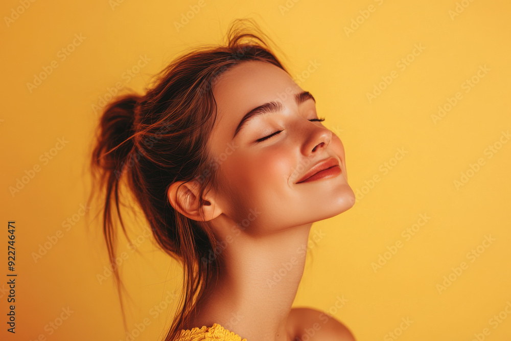 A close up of a woman's face with her eyes closed A close up of a woman's face with her eyes closed