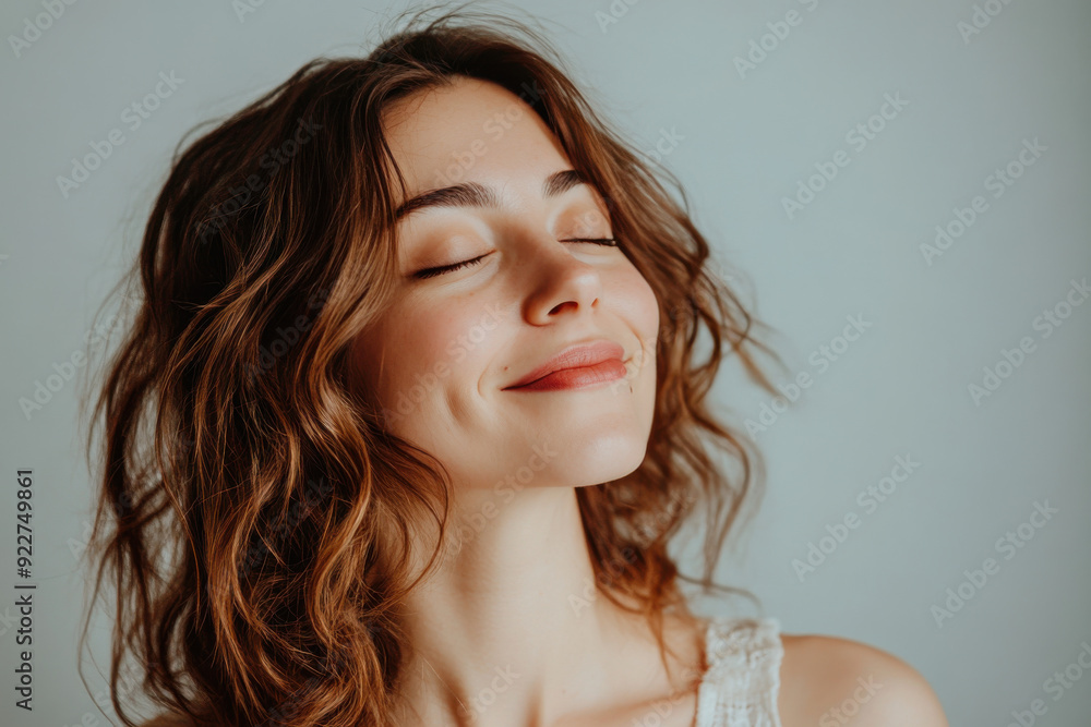A close up of a woman's face with her eyes closed A close up of a woman's face with her eyes closed