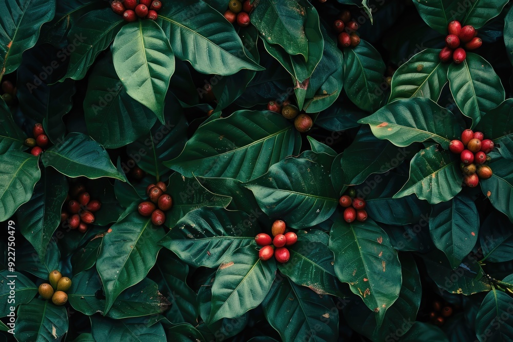 A detailed shot of various leaves and berries A detailed shot of various leaves and berries
