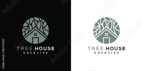 Illustration of nature house logo design.