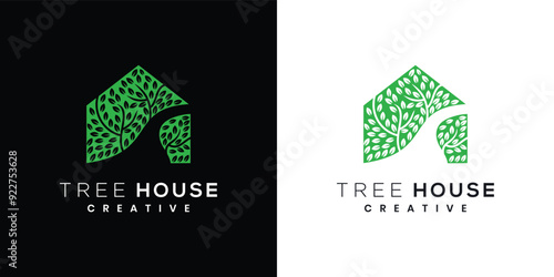 Illustration of nature house logo design.