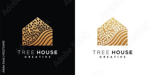 Illustration of nature house logo design.