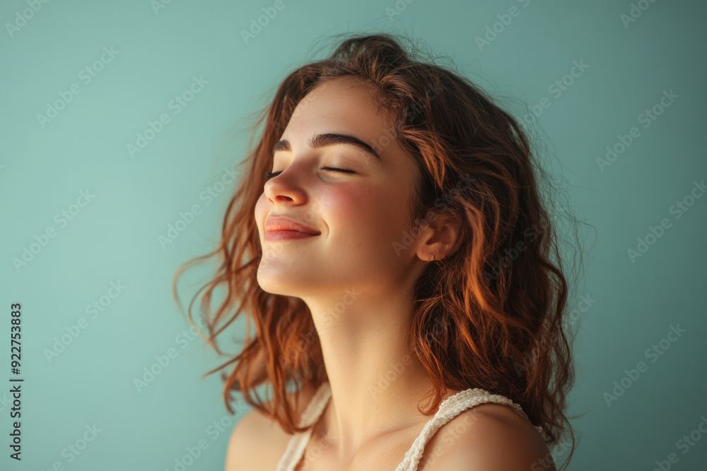 A close up of a woman's face with her eyes closed A close up of a woman's face with her eyes closed