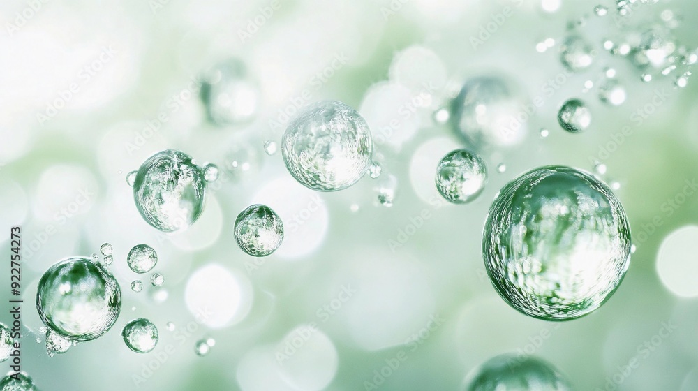 Microscopic Water World:Vibrant Water Molecule Macro - High-detail, hyper-realistic close-up of water molecules in vibrant green against a bokeh background Microscopic Water World:Vibrant Water Molecule Macro - High-detail, hyper-realistic close-up of water molecules in vibrant green against a bokeh background