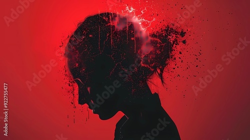 silhouette of a woman on red background 
