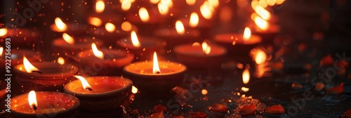 Wallpaper Mural Festive Diya Lamps Illuminating for the Celebration Torontodigital.ca