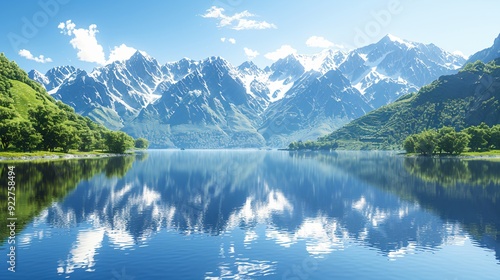 Tranquil Mountain Lake Landscape