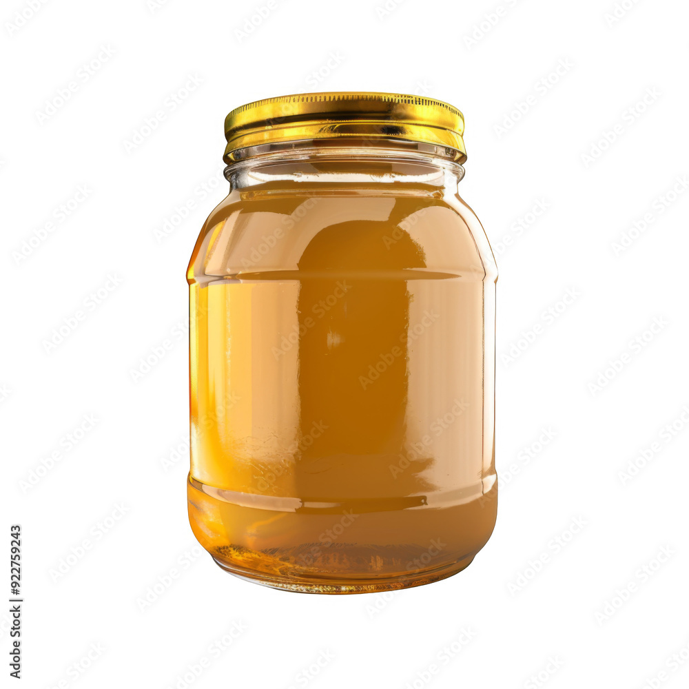 A Glass Jar Filled with Honey and a Gold Lid A Glass Jar Filled with Honey and a Gold Lid