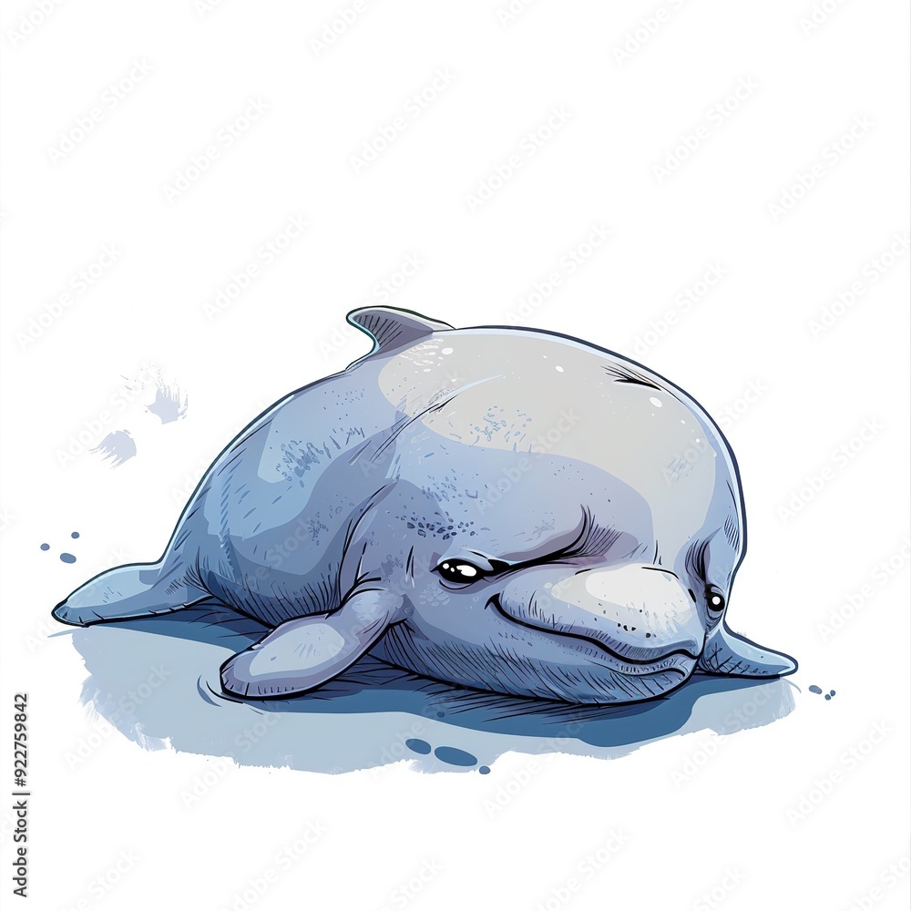 Fototapeta premium Beluga Whale Sadness emotion fantasy animal cartoon isolated whitebackground
