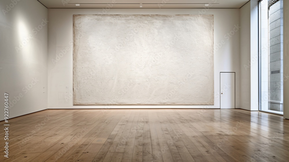 Fototapeta premium Minimalist Gallery Interior with Large White Canvas