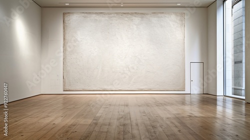 Minimalist Gallery Interior with Large White Canvas