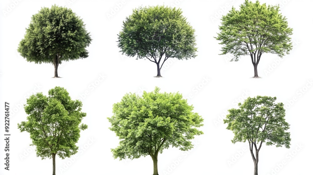 Diverse Tree Varieties on White Background Diverse Tree Varieties on White Background